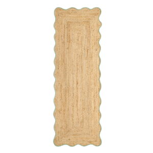 Jute Scalloped Edge Green Runner