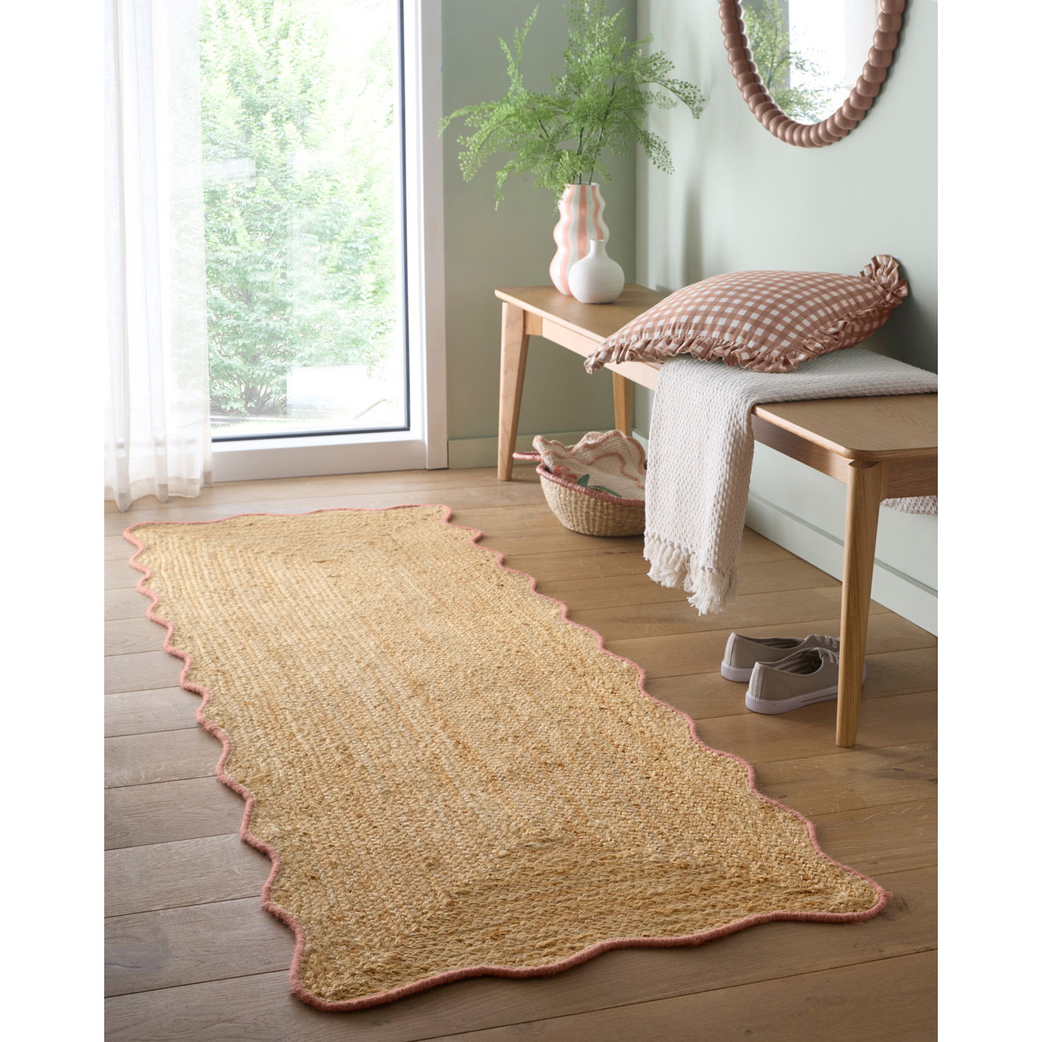 Jute Scalloped Edge Peach Runner L_01