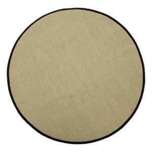 Sisal Light Beige with Black Border Circle Rug